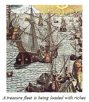 A treasure fleet is being loaded with riches