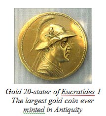 Gold 20-stater of Eucratides I - The largest gold coin ever minted in Antiquity