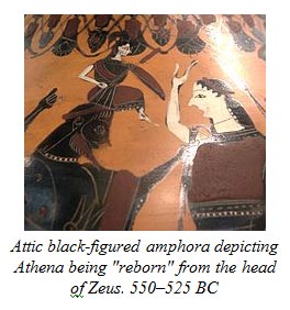 Attic black-figured amphora depicting Athena being 