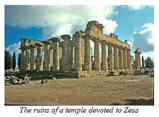 The ruins of a temple devoted to Zeus