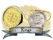 Rings made from coins from shipwrecks and ancient civilizations