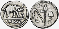 Julius Caesar elephant denarius 49 BC