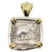 #6646 Elephant & Bull Drachm Pendant