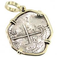 SOLD #7014 Atocha Shipwreck 2 Reales Pendant;Please Explore Our Spanish Shipwreck Pages For Similar Items.