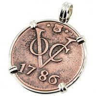 SOLD #7049 Dutch �VOC� Duit Pendant; Please Explore Our Colonial European Pendants For Similar Items.