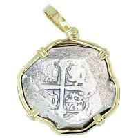 #7354 Spanish 1715 Fleet Shipwreck 4 Reales Pendant