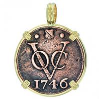 #7419 Dutch VOC Duit Pendant