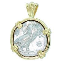 #7433 Owl and Athena Tetradrachm Pendant