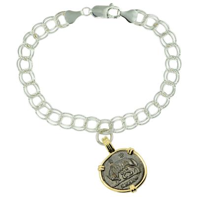 Roman Antioch AD 330 - 335 She-Wolf coin charm bracelet. 