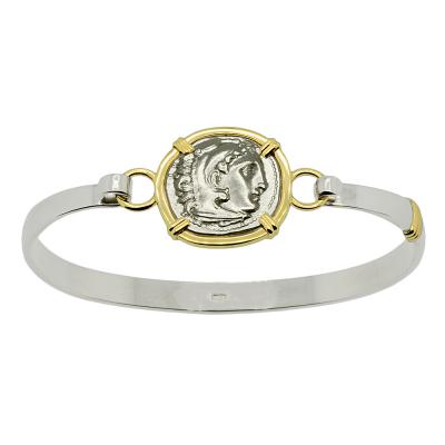 Alexander the Great coin in gold and silver bracelet