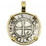 1163-1188 Antioch Crusader Cross denier in gold bezel
