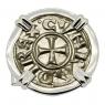 1139-1252, Crusader Cross denaro in 14k white gold cufflinks