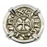 Italian 1139-1252, Crusader Cross denaro in 14k white gold cufflinks.