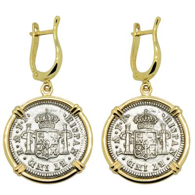 1783 El Cazador half reales in gold earrings