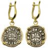 Medieval Crusader Cross coins in gold earrings