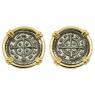 1131-1141 Bela II Crusader Cross denar in gold earrings