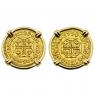 1729 and 1734 Portuguese coins in gold earrings