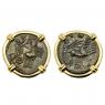 AD 337-340 Hand of God coins in gold earrings