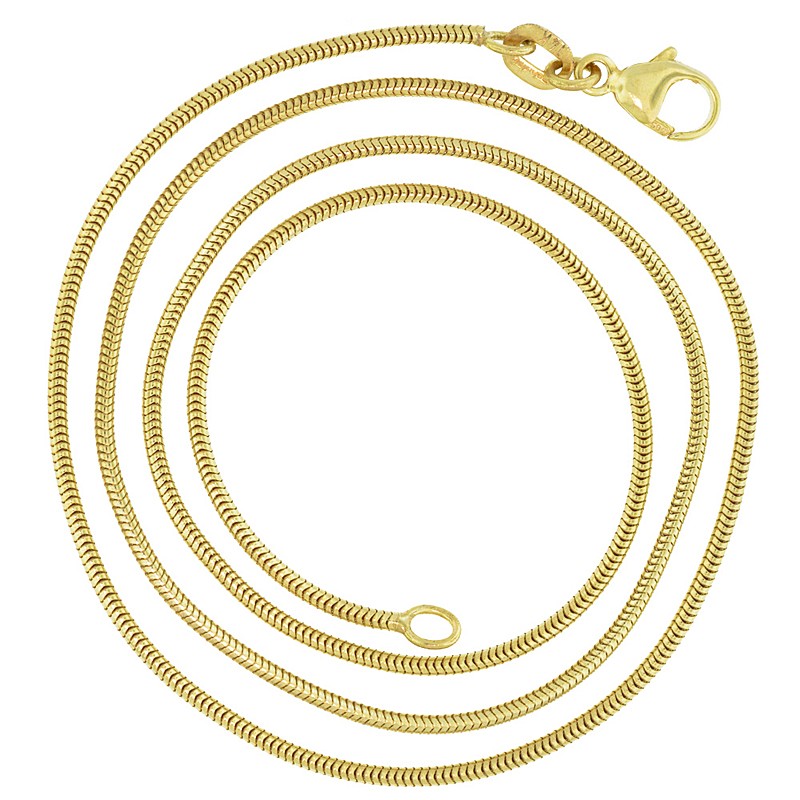 Amazon.com: 14k Solid Yellow Gold Round Snake Chain Necklace .8mm 20