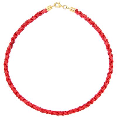 Braided Bolo 4mm Leather Necklace with 14K Gold End Caps & Trigger Clasp