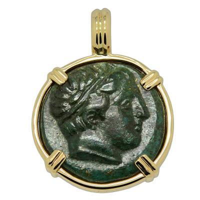 359-336 BC Philip II Apollo coin in gold pendant