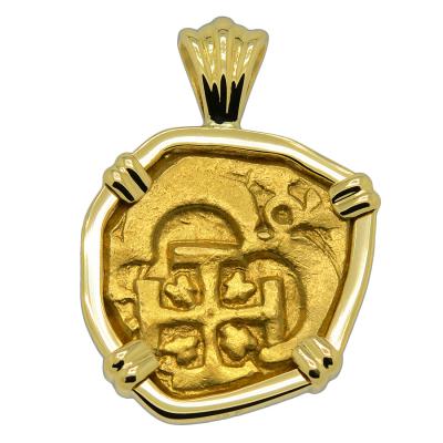 1624-1648 Spanish doubloon in 18k pendant
