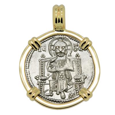 1275-1280 Jesus Christ grosso in gold pendant