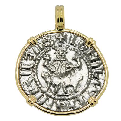 1198-1219 King Levon I coin in gold pendant