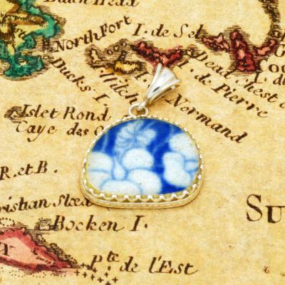 British Shipwreck Pottery in silver pendant