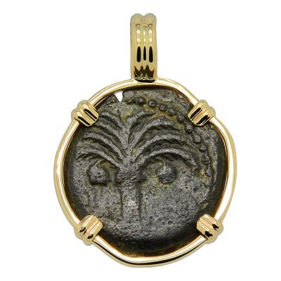 Widows Mite prutah coin in gold pendant