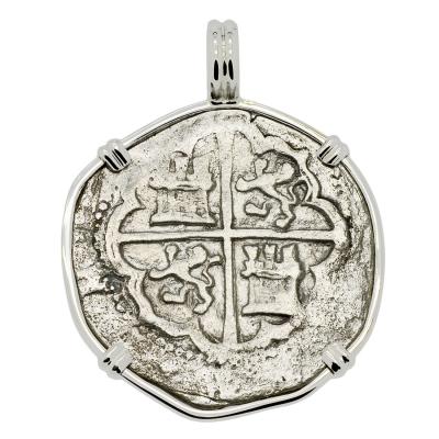 1566-1588 Spanish 2 reales in white gold pendant