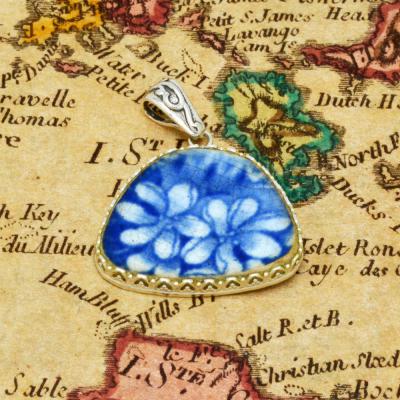 British Shipwreck Pottery in silver pendant