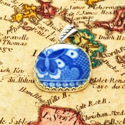 British Shipwreck Pottery in silver pendant