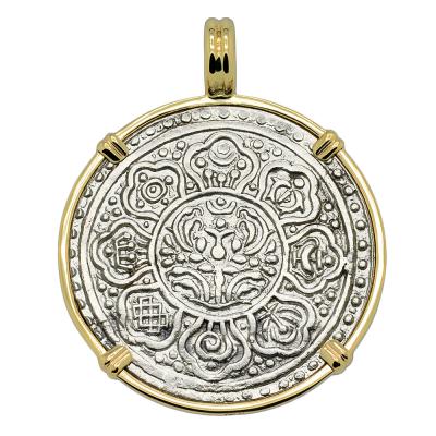 Lotus flower and 8 Buddhist Lucky Symbols