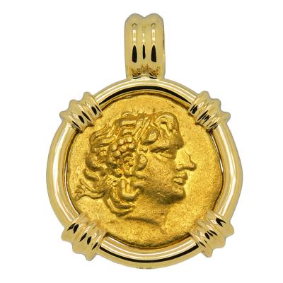 88-86 BC Alexander the Great stater in 18k pendant