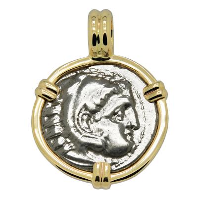 323-310 BC Alexander the Great coin in gold pendant