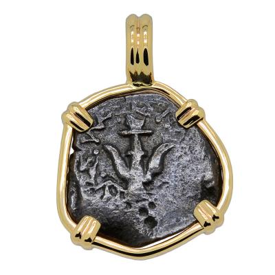 Widow�s Mite prutah coin in gold pendant