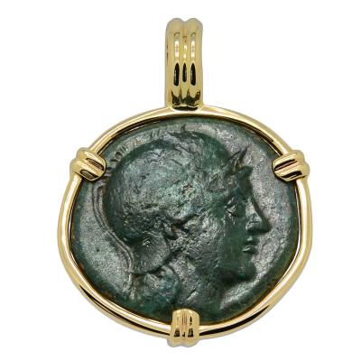 281-263 BC Athena coin in gold pendant