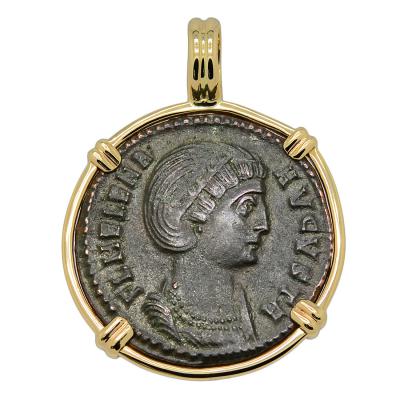 AD 324329 Saint Helena coin in gold pendant