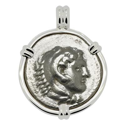 325-324 BC Alexander tetradrachm in white gold pendant