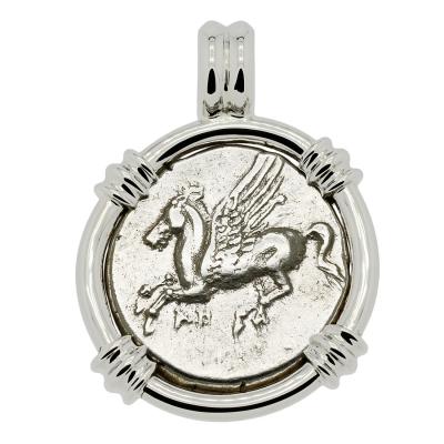 350-300 BC Pegasus stater in white gold pendant