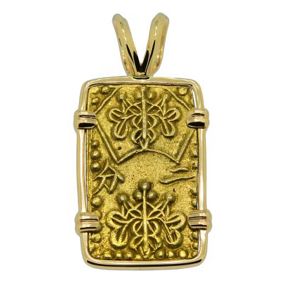 Japanese nibu-kin coin in gold pendant