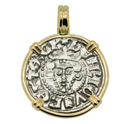 1247-1250 King Henry III penny in gold pendant