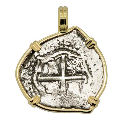 1651-1652 Spanish one real in gold pendant