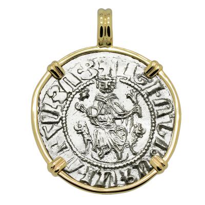 1198-1219 King Levon I coin in gold pendant