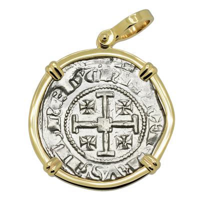 1324-1359 Cyprus Crusader coin in gold pendant