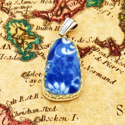 British Shipwreck Pottery in silver pendant
