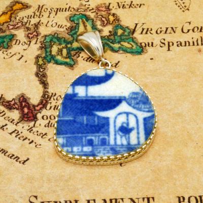 British Shipwreck Pottery in silver pendant