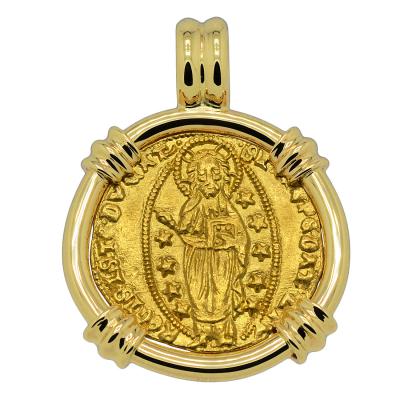 1414-1423 Jesus Christ ducat in gold pendant