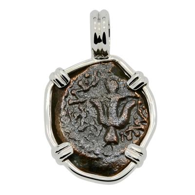 Widow�s Mite prutah coin in white gold pendant
